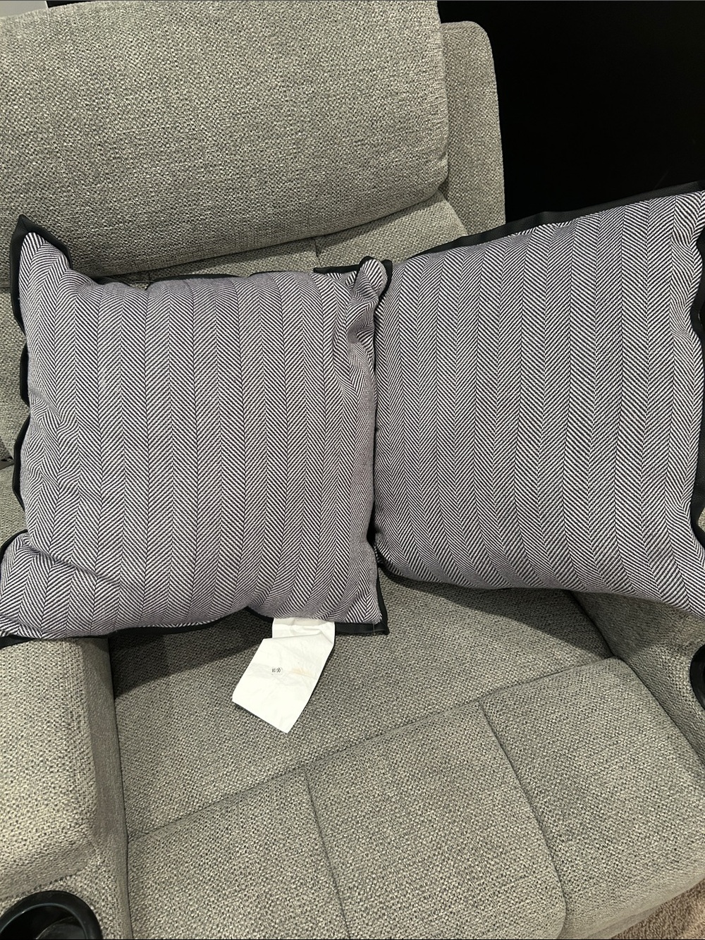 Mainstays Gray Herringbone Accent Pillows with Black Piping
